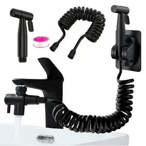Sink Shower Head Set, Handheld Toilet Flush Nozzle, Metal Spray with 2m Hose, Toilet Bidet Sprayer, Suitable for Kitchen, Bathroom, Toilet, Matte