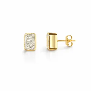 3.17ct 14K Yellow Gold Bezel Radiant Diamond Push Backs Earrings (IGI CERTIFIED)
