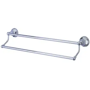 212 MAIN 18 in. Polished Chrome Dual Rod Towel Bar - Solid Brass Wall-Mounted Bathroom Organizing Accessory with Towel Hook, U-Shaped Hook, and Included Mounting Hardware, Bathroom Organizing Accessories