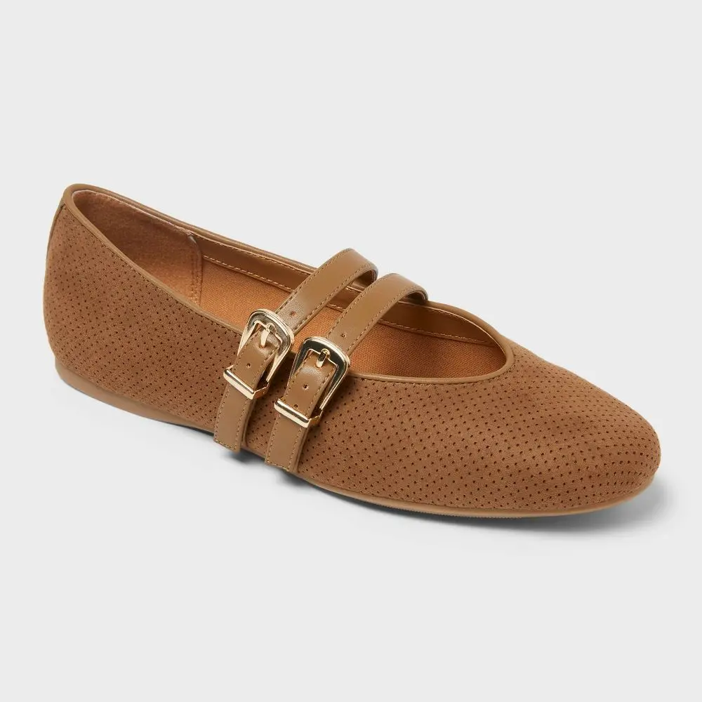 Women’s Henrietta Double Strap Mary Jane Flats with Memory Foam Insole - Office Shoes, Elegant Commuter Shoes, Fashionable Formal Casual Casual Flats