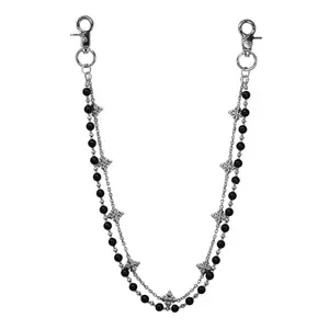 Cross Beaded Double Layer Pant Chain – Silver Plating