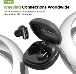 HTC NE75 AI Conference Bluetooth Headphones | Bluetooth 6.0 | Real-time translation for 135 languages + Active Noise Cancellation | 40 hours of long battery life | Essential for business travel