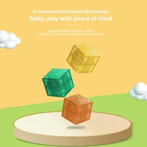 Magnetic Cube Building Toy Set, 16/32/64 Pieces, Transparent Stem Sensory Montessori Toys, Pre-School Educational Gift for Kids 3+
