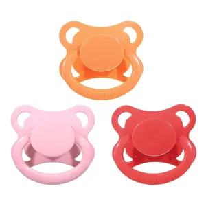 Large Shield Adult Size Pacifiers Set Moon Shaped Cutie Pacifier 3 Pack - Red+Orange+Pink