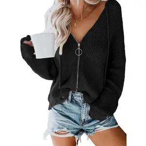 Sweaters for Women Hooded Zip Up Cute Winter Cardigan Sweaters for Women Trendy 2023 Distressed