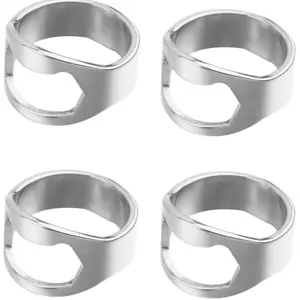 4 Pack Beer Bottle Opener Rings, Stainless Steel Bottle Opener Finger Ring, Beer Bottle Opener