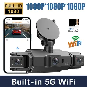 FHD1080p*1080p*1080p   3Channel Dash Cam 360° View  Dash Camera for Cars,  WiFi Night Vision,  Free 32G Card