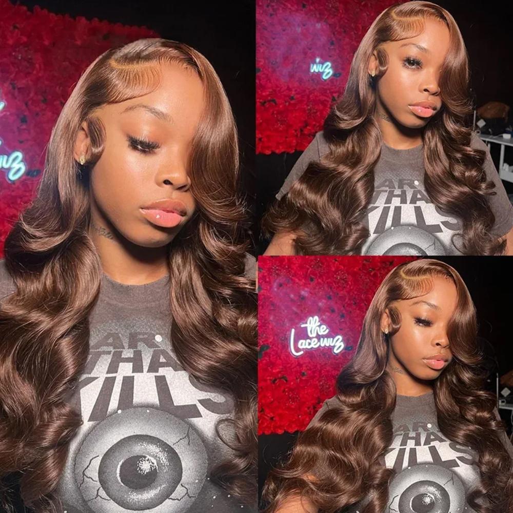 BLING HAIR Brown Body Wave 13x4 / 13x6 Lace Frontal Wig, Real Human Hair for Women with a Pre-Plucked Ear-to-Ear Hairline, Heat Safe, Human Hair Wigs, Female