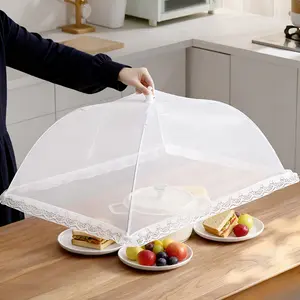 1 foldable mesh food cover, Kitchenware, easy to disassemble and clean, perfect for outdoor camping and restaurant use, keeping insects away from the dining table