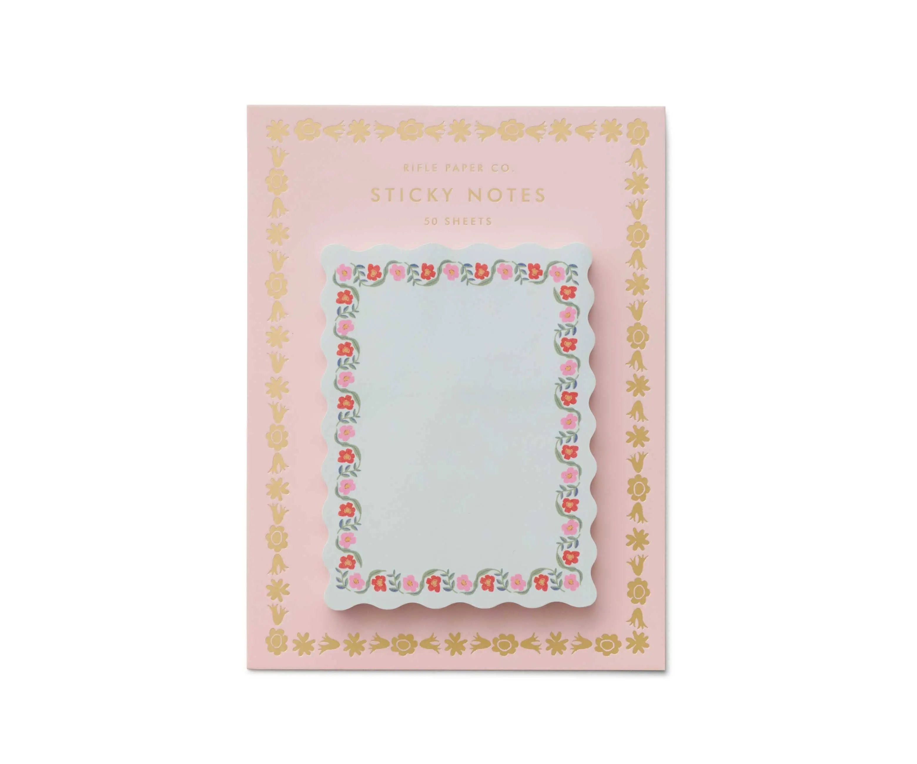 RIFLE PAPER CO Delphine Floral Die-Cut Sticky Notes, Office Stationery Sticker Sheets for Any Occasion Sweet Note Use with Computers & Office Equipment, Uncoated Smooth Paper