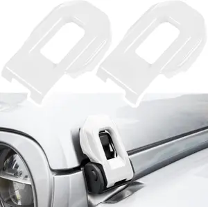 Hood Latch Lock Catch Brackets Cover for 2018-2024 Jeep Wrangler JL JLU Unlimited Sports Freedom Sahara Rubicon Gladiator JT 2-Door & 4-Door Exterior Accessories Decoration (White 2PCS)