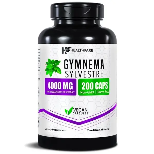 Healthfare Gymnema Sylvestre Capsules 4000mg | 200 Vegan Capsules | Herbal