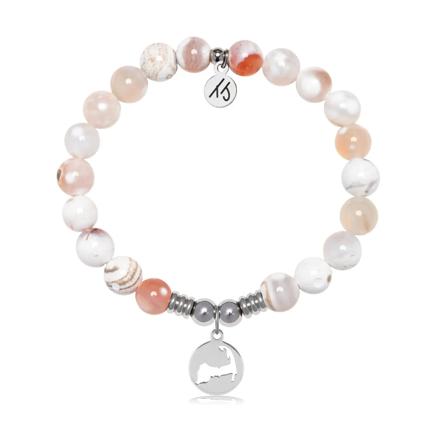 Cape Cod Charm with White Natural Agate Gemstone Bracelet