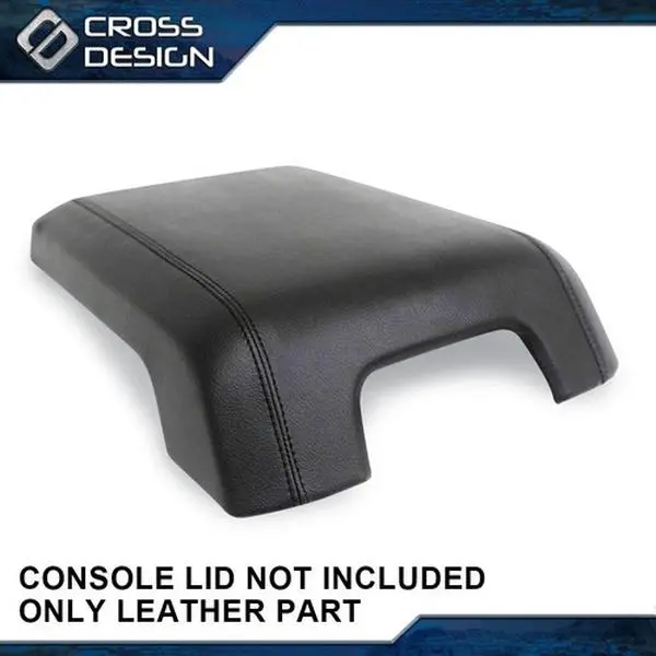 CROSSDESIGN 100% Real Leather 1x Console Lid Armrest Cover Part, Direct Fit, Easy Install, for 11-16 Ford F250 Super Duty, Black, Brand New, Simple Install