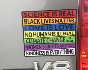 Science is Real Black Lives Matter Love is Love Where I stand on Social Issues Car Magnet, pride bumper sticker, coexist sticker, black lives matter, political sticker