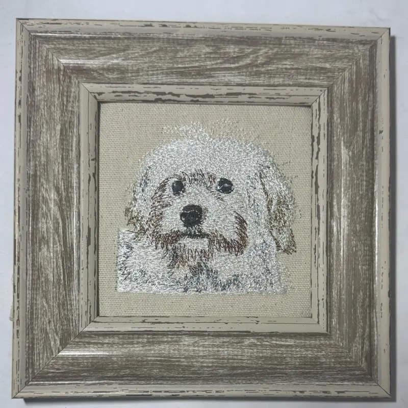 Maltese Dog Felt Machine-Embroidered Framed Plaque - Animals-Themed Bedroom Decor, Canine Charm Desktop Home Accent, Other Dog Breeds & Designs Available
