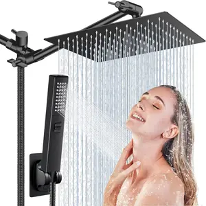 Shower Head with Handheld, Rainfall Shower Head,10'' High Pressure Rainfall Shower Head / 3 Settings Handheld Showerhead Combo with Extension Arm, Shower Holder, Shower Head Combination
