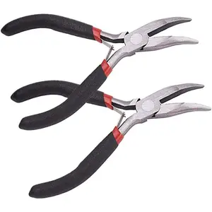 2 Pack Bent Nose Pliers for Jewelry Making Beading Repair Supplies-5 inch