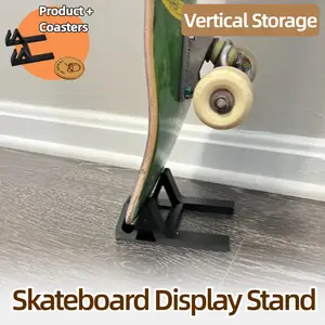 2PCS Skateboard Storage & Display Stand, No-Drill Floor Organizer for 13mm Thick Skateboards - Suitable for Home, Store & Office, Includes Skateboard Stand & Coaster