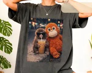 [ Sale Up To 40%] Punch Monkey Comfort Colors Shirt, Baby Monkey Punch Shirt, Punch Iced Coffee Shirt, Plush Coffee Graphic tee