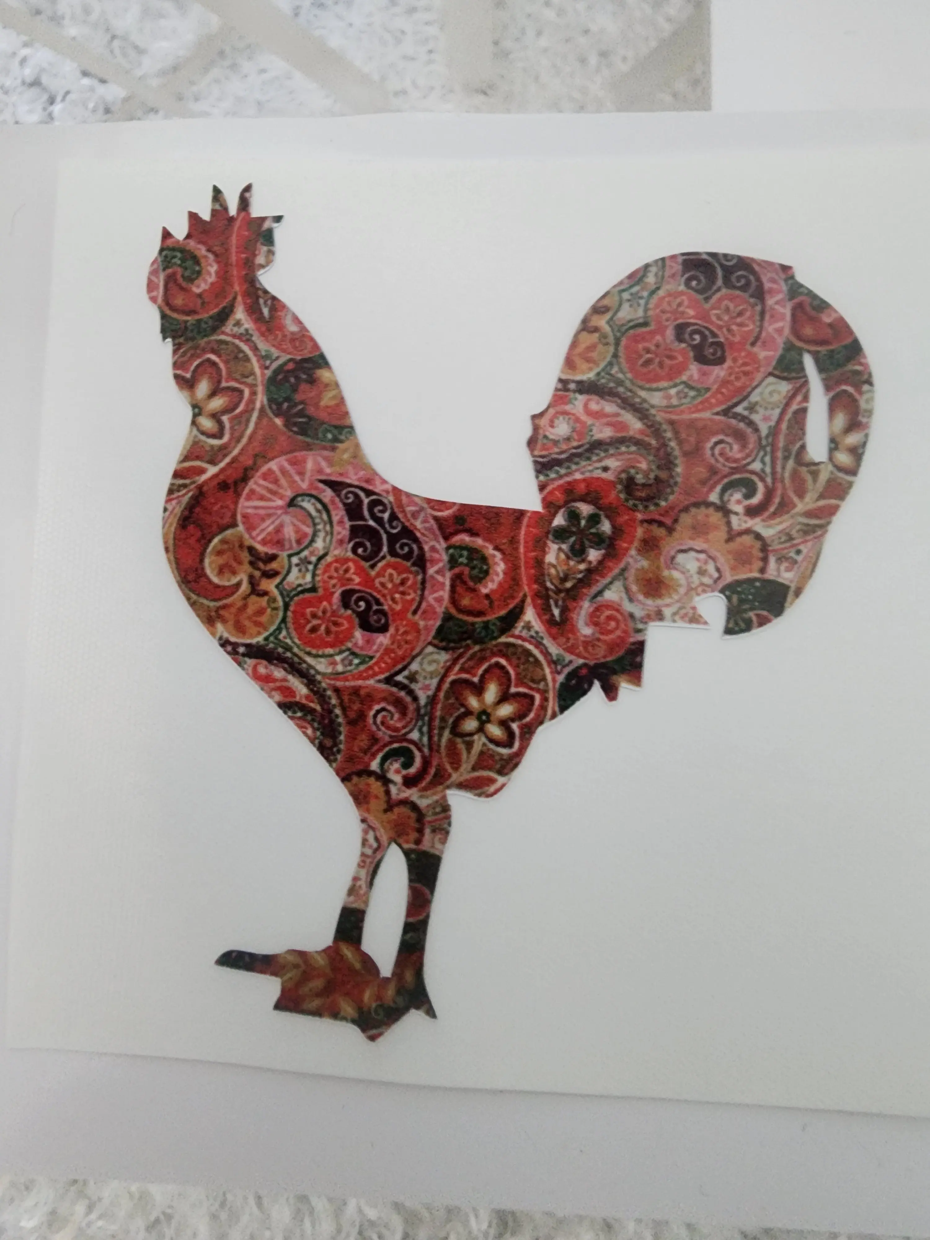 Red Paisley Rooster Cup Decal