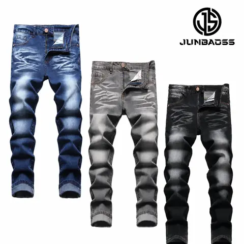 JUNBAOSS Men's Multi Pack Slim Fit Stretch Jeans Ripped Skinny Jeans for Men, Distressed Straight Leg Fashion Casual Popular Chic Comfort Flex Waist Denim Pants, Menswear Classic Street Style Cotton Fabric Jean Natural Hipster Personalized Stylish Jeans O