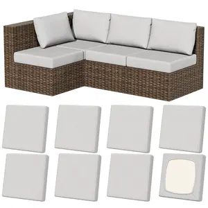 8Pcs Stretch Patio Cushion Covers, Outdoor Couch & Sofa Replacement Slipcovers for Patio Furniture Cushion Covers, Washable Reusable Furniture Protector