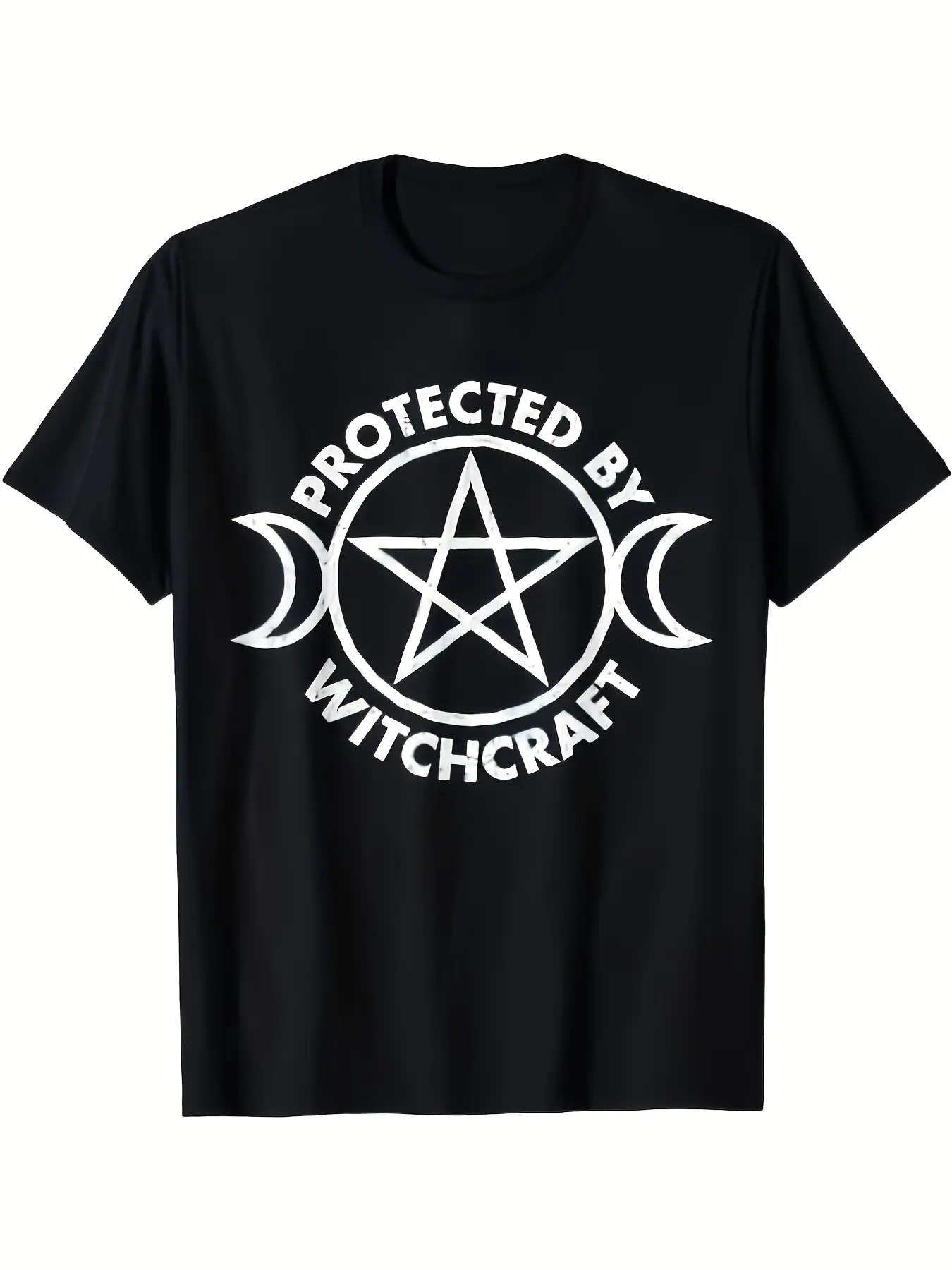 Protected By Witchcraft Pentagram Vintage Witch Wi unisex soft cotton short sleeve t shirt, vintage graphic casual tee for men women teens, perfect birthday holiday gift for camping travel gym daily street  wear
