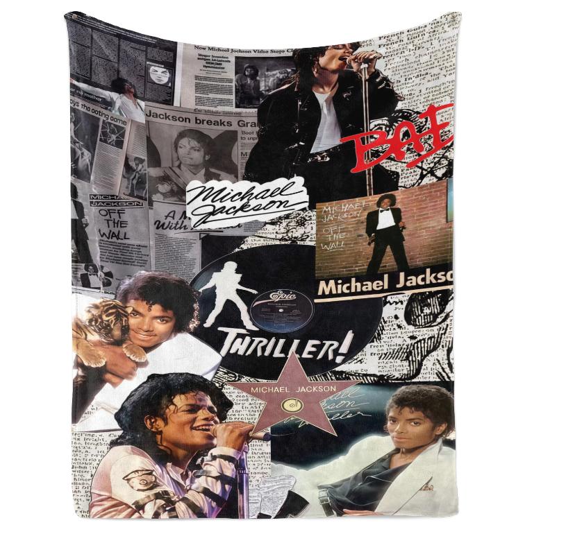 Renowned musician Flannel Blanket, the amusing Michael Blanket, soft and comfortable, suitable for sofas, beds, camping and traveling - in a modern style. A gift for music lovers.