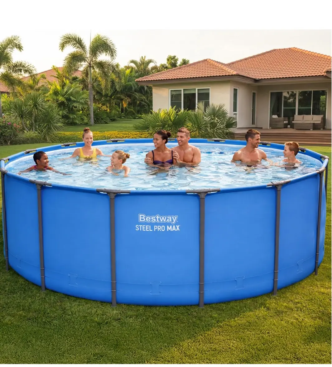 Bestway Steel Pro MAX 14'x48" Round Above Ground Swimming Pool with Pump & Cover