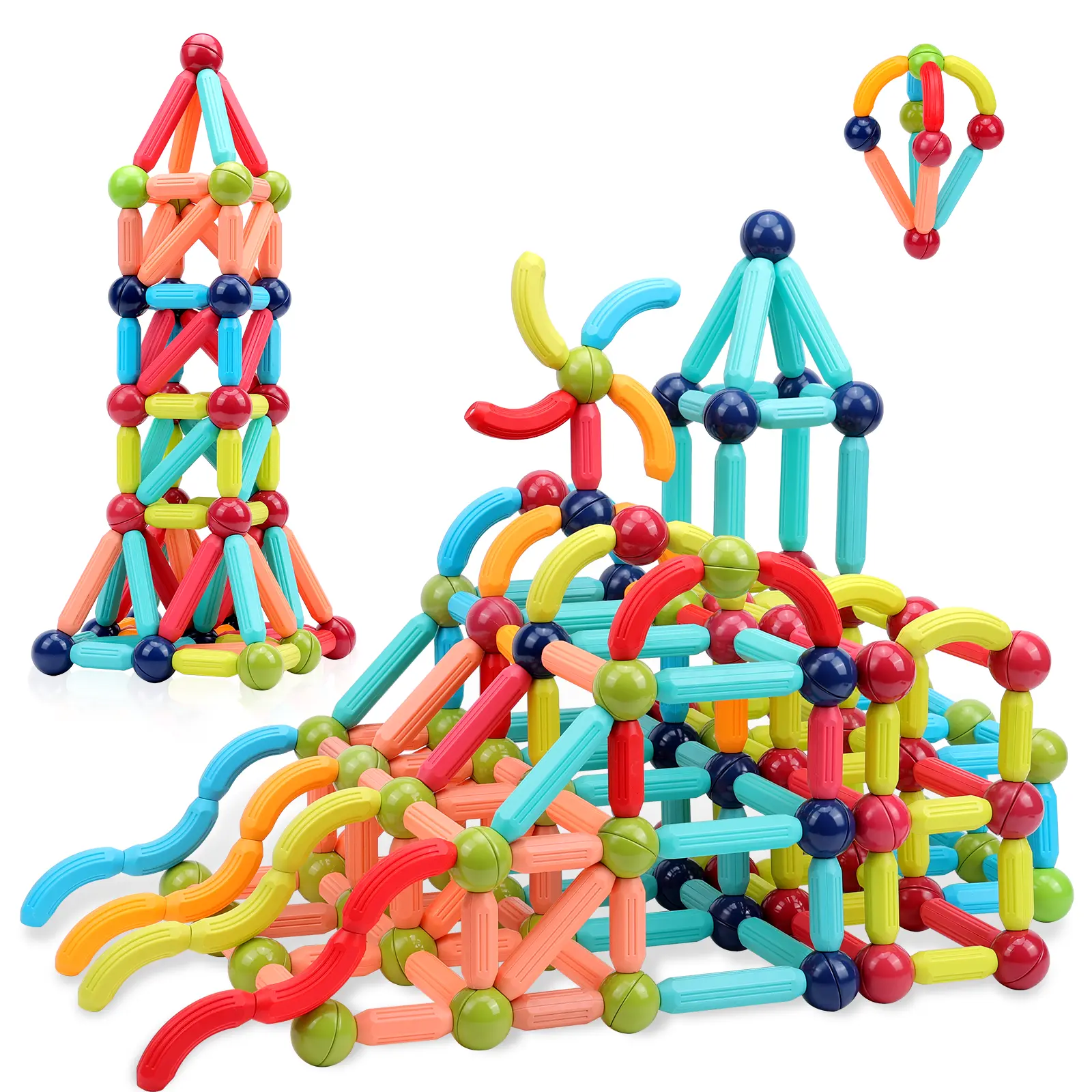 COUOMOXA 110PCS Magnetic Sticks STEM for Kids: 3 4 5 6 7 8+ Year Old 110pcs Educational Magnetic Construction Set - Learning Toy for 3-12 Kids Classroom Home - Birthday Gift for Boys Girls