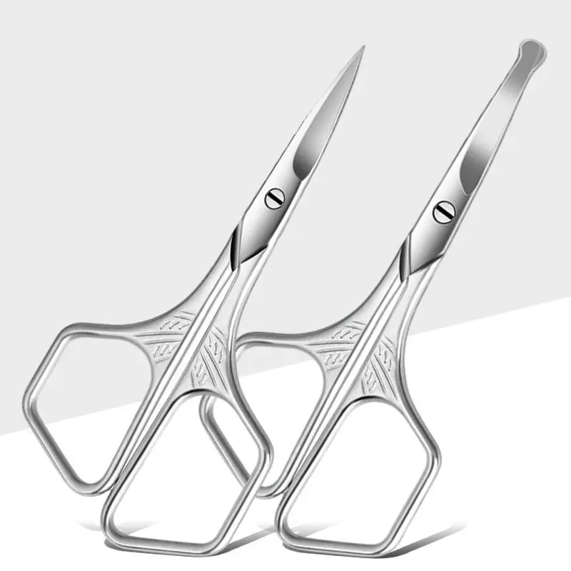 1Pcs Facial Hair Small Grooming Scissors For Women Eyebrow Nose Hair Mustache Eyelashes Trimming Kit Curved Rounded Tip Scissors