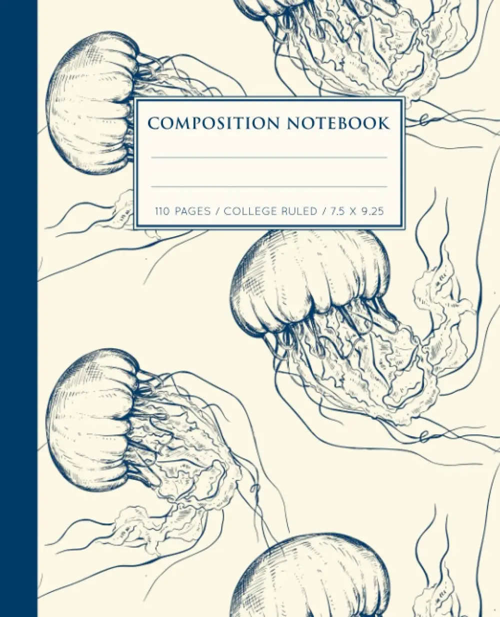 Composition Notebook College Ruled: Vintage Jellyfish Composition Notebook | Wide-Ruled Lined Paper Journal for School, College, Office, Work | 110 Pages (7.5 x 9.25)