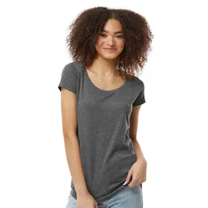 Tultex Women's Poly-Rich Scoop Neck T-Shirt 65/35 Polyester / Ring-Spun Usa Cotton Solid Assorted T Shirts for Women