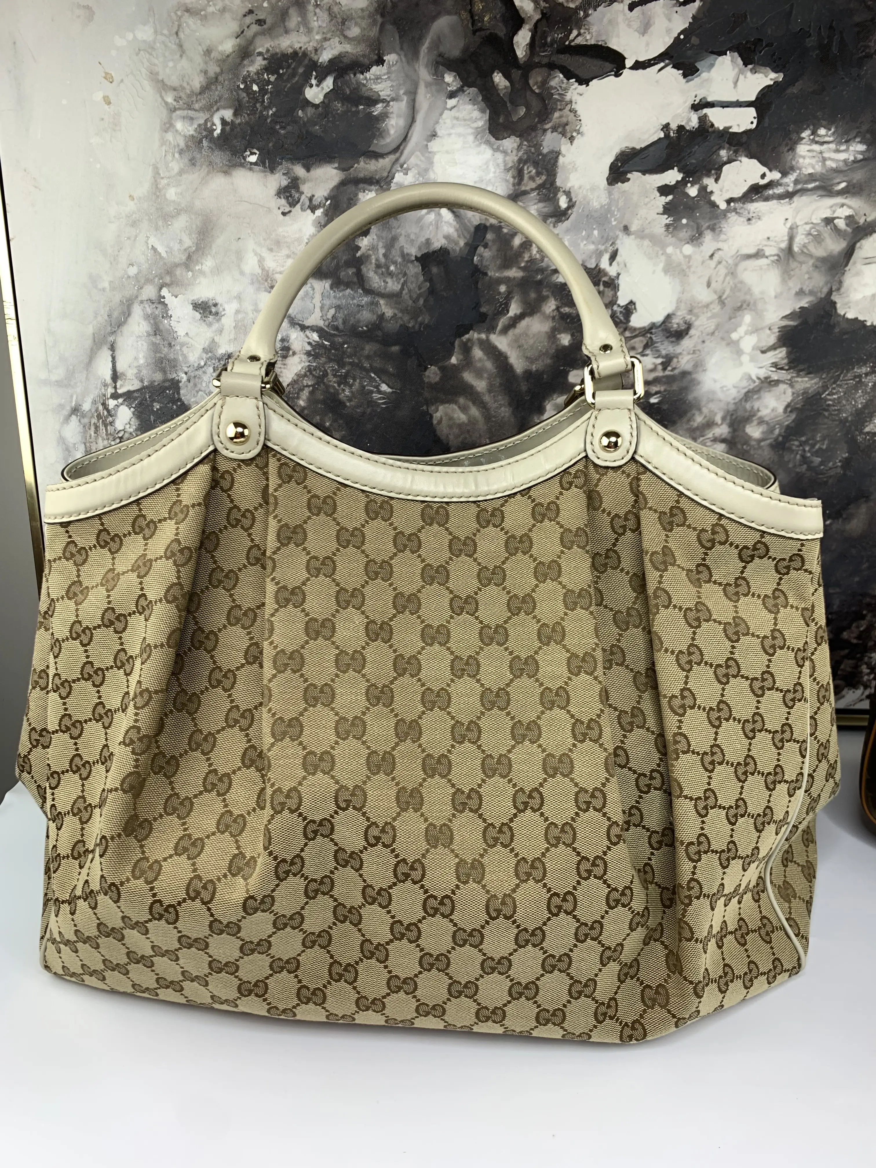 Pre-owned GUCCI canvas Shoulder Bags Large Sukkey