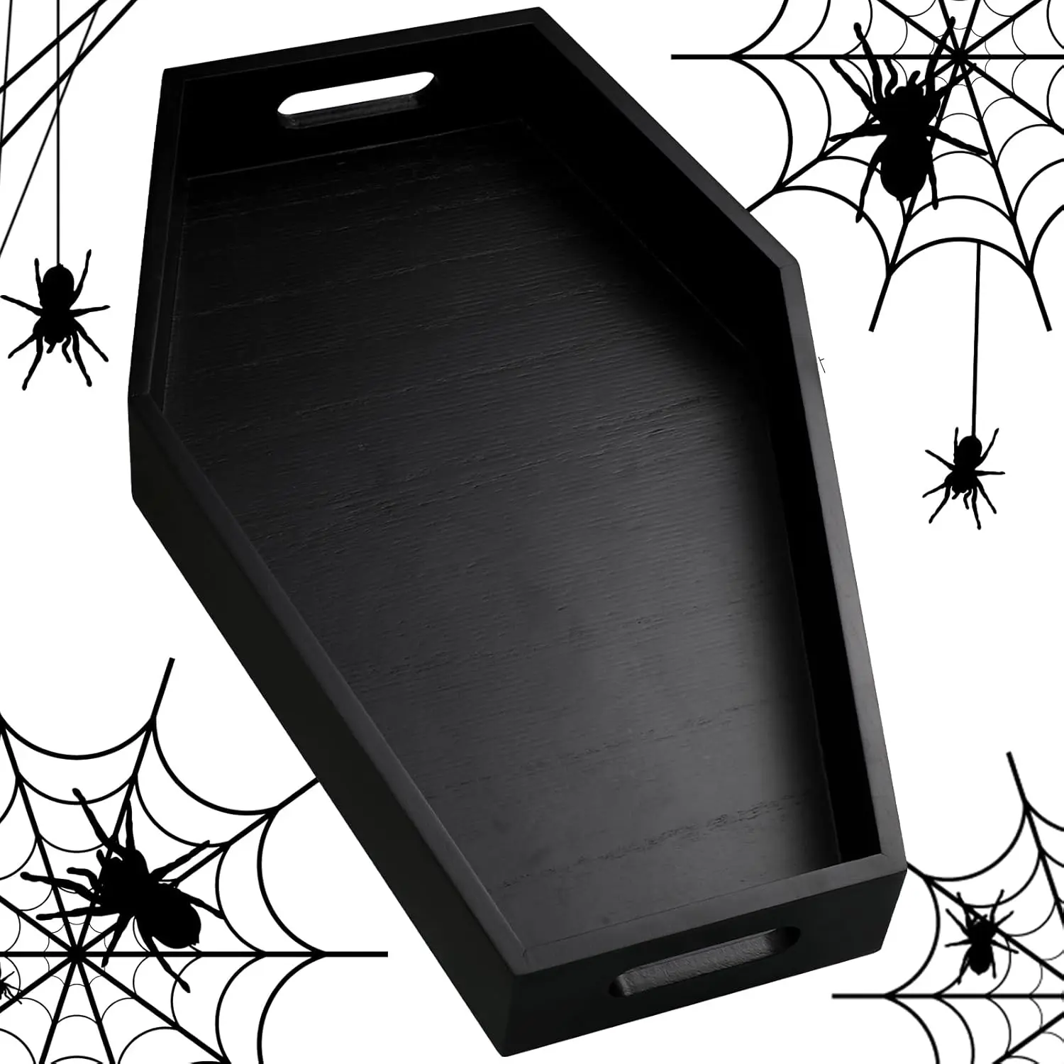 Chunful Wood Coffin Tray Halloween Black Charcuterie Board Coffin Serving Trays Wooden Coffin Spooky Gothic Home Table Decor(16.5 Inch)