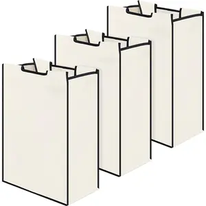 3 count Laundry Sorter Replacement Bags Hamper Cart Removable Replacement Laundry Storage Organizer Bag Hamper Liner, No Hooks 14.76 x 8.66 x 21.65 Inch (Beige)