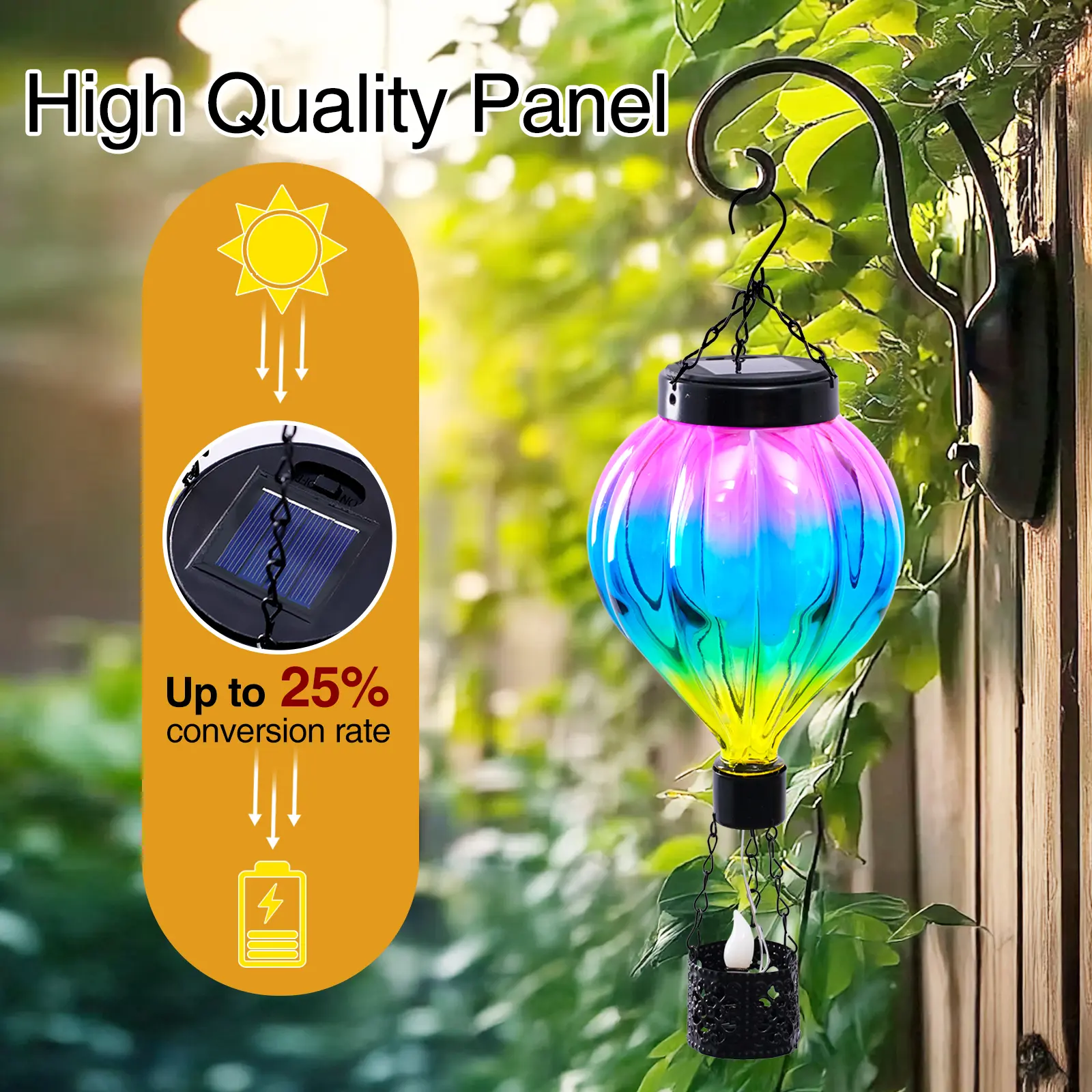 Solar Decorative Hot Air Balloon Wall Lantern - Waterproof Solar Hanging Light, Outdoor Backyard Home Festive Decor, Balloon Theme Party Supply,home decor