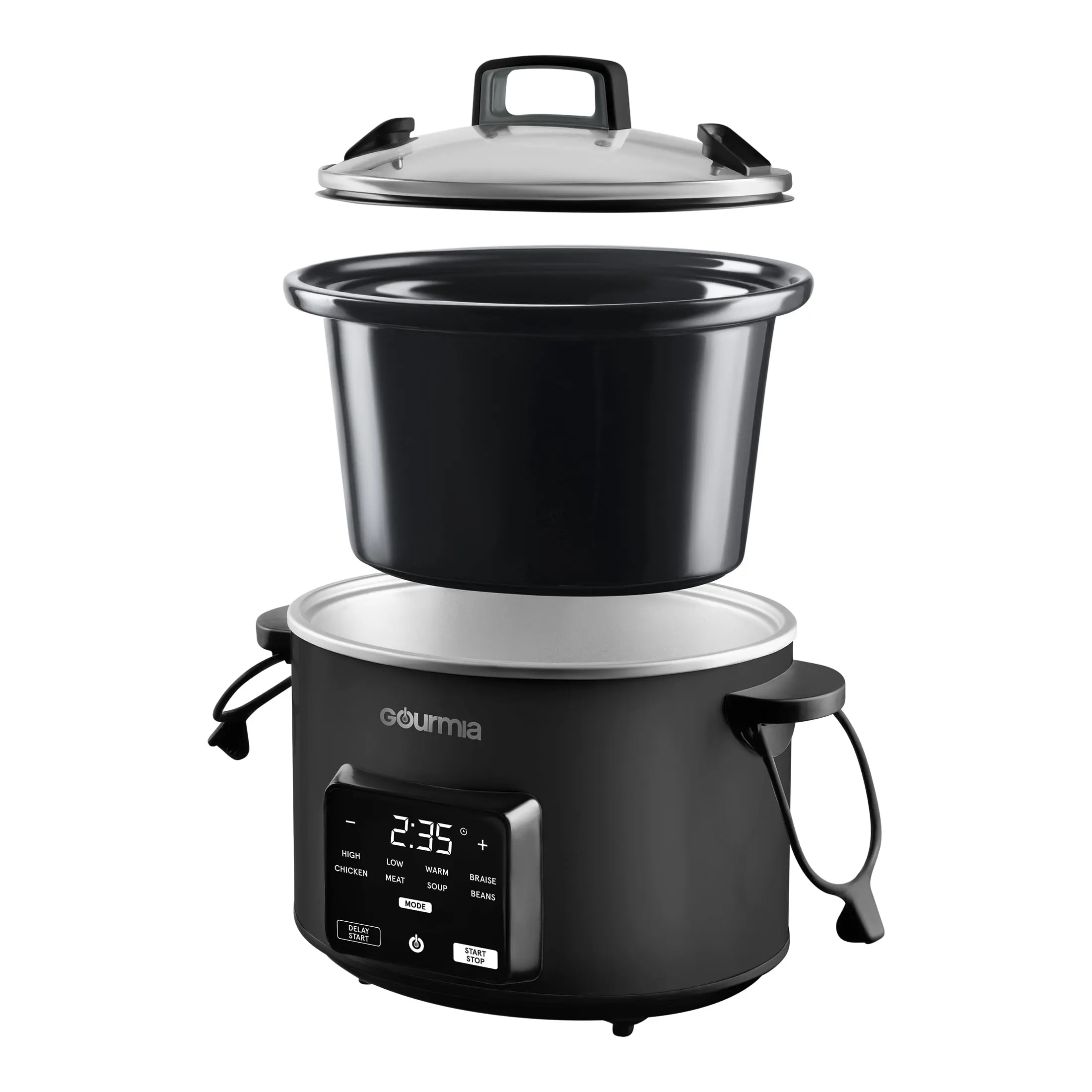 Gourmia Programmable Slow Cooker 4.5 Qt with Digital Controls and Auto Keep Warm, Black