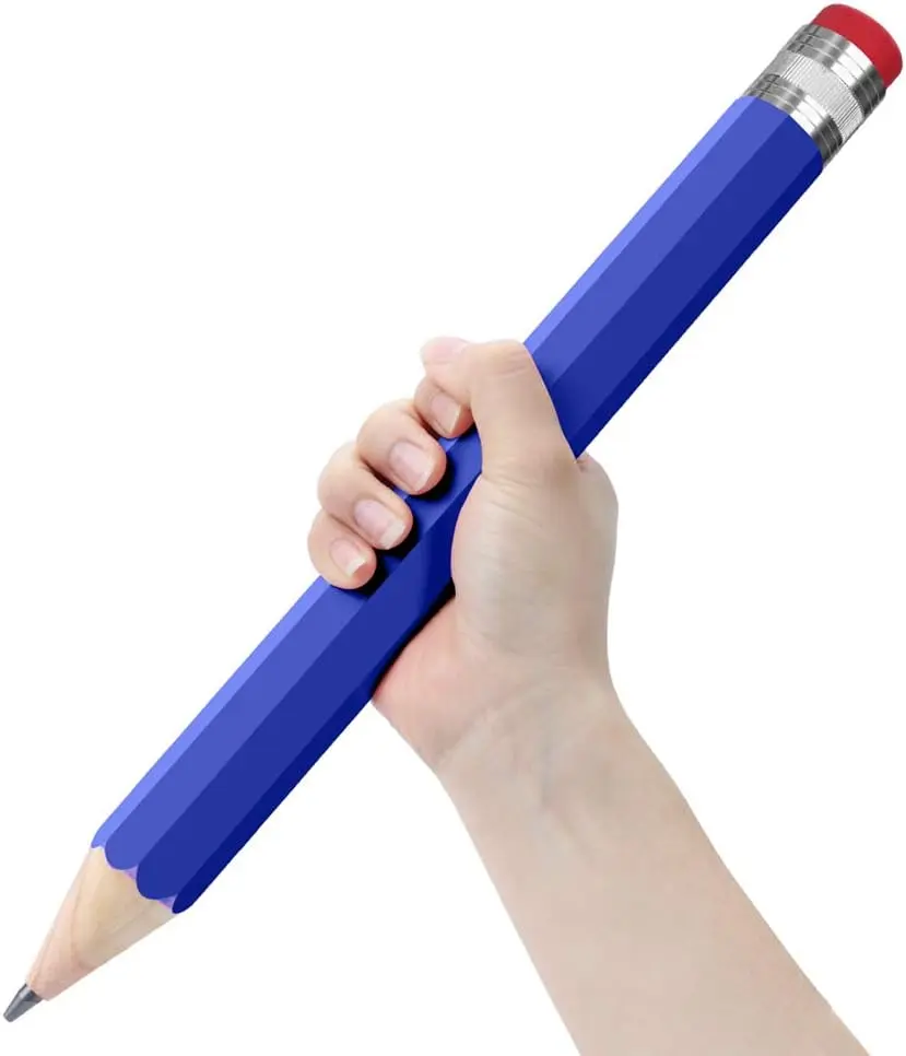 14-Inch Jumbo Wooden Graphite Novelty Pencil with Plastic Cap - Cosplay Prop, Celebration Gift, Home Decor for Schools & Homes (Blue, Toy)