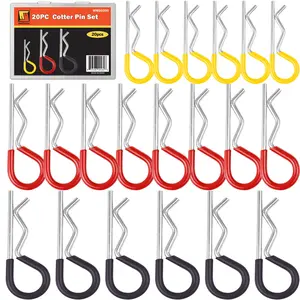 Wellmax 20 Pcs Cotter Pin Assortment in 7/64", 9/64", 5/32" Zinc-Plated Steel Clips, Small Cotter Pins for Use on Hitch Pin Lock System, Assorted Cotter Pins, Hair Pin Assortment Kit, R Clips