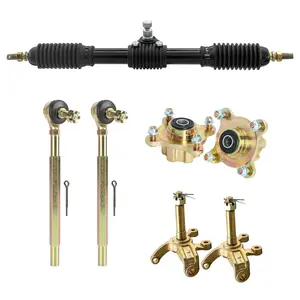 Suisuitong Go Kart Steering Gear Shaft Rack Pinion with 4 Stud Front Wheel Hubs, Front Steering Knuckle Spindles, Tie Rod End Ball Joint for Karting ATV UTV Quad Buggy Drift Trike Golf Cart 4 Wheeler