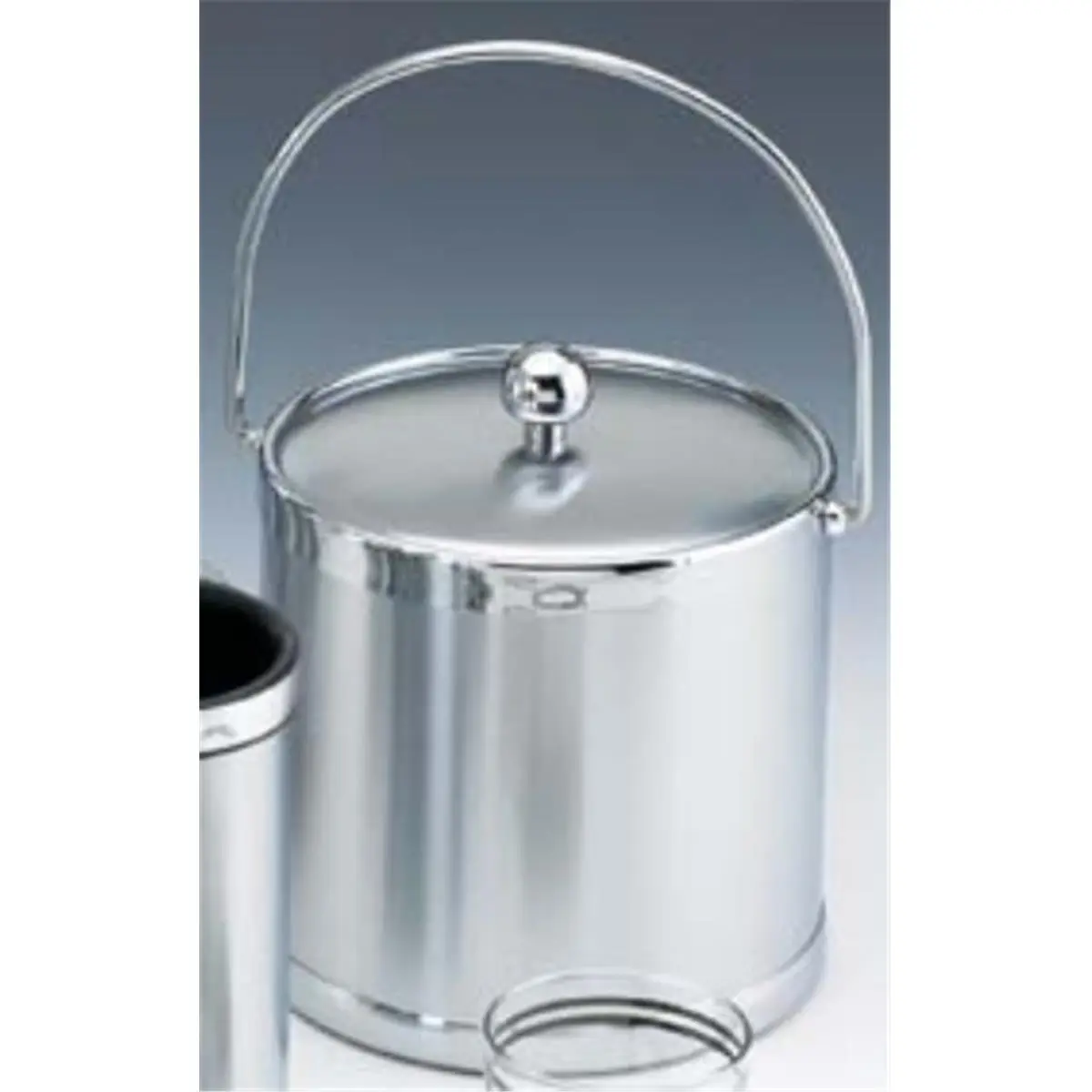 Kraftware 70492 Brushed Chrome 3 Quart Ice Bucket with Bale Handle and Metal Cover