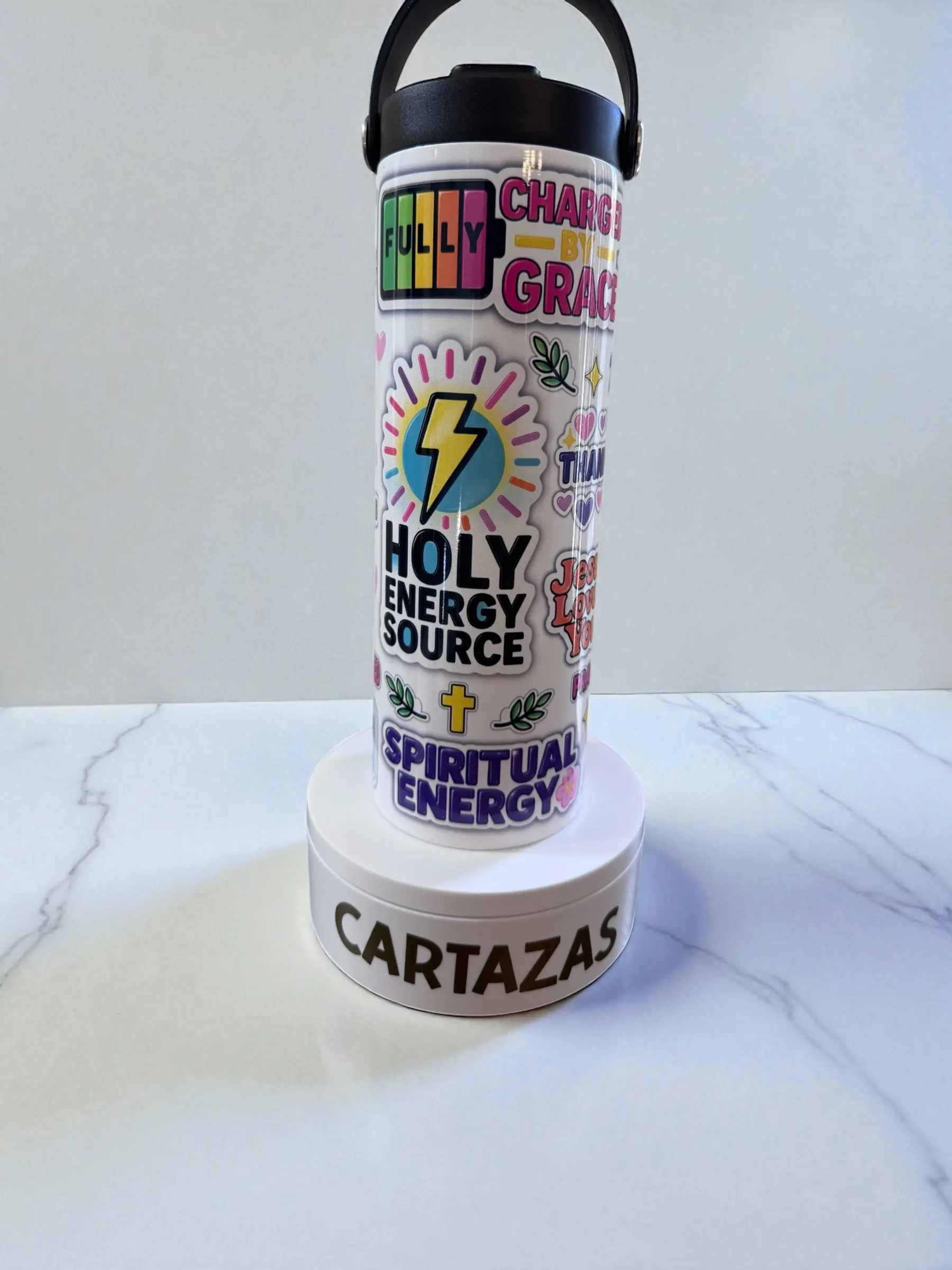 Faith Energy Tumbler – Fully Charged by Grace. Religious tumbler