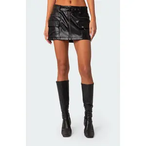 Edikted Women's Faux Leather Cargo Mini Skirt - Multicolor