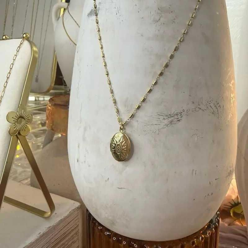 Cameron Studio Charm Locket Necklace, Gold-Filled Tube Chain with Lobster Clasp, Functional Locket