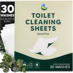 Toilet Cleaning Sheets | Strips - Tough on Dirt & Stains - Safe for Toilets & Septic Systems - Convenient and Travel Friendly Toilet Bowl Cleaner - Fresh Eucalyptus
