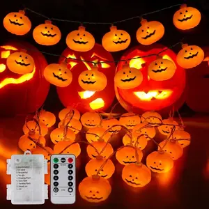 Halloween Lights, 20Ft 40 LED Orange Pumpkin String Lights, 8 Modes Pumpkin Lantern Halloween Decorations Indoor Outdoor