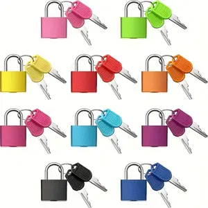 3 Counts Multi-Color Metal Hanging Locks with 3 Keys, Durable Plastic & Metal Combination Lock for Luggage, Backpacks, Gym Storage Cabinets