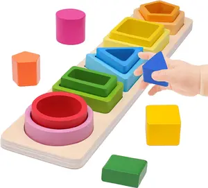 Montessori Toys for 1+ Year Old, Wooden Baby Stacking Shape Color Sorting Toys for Toddlers 1-3, Preschool Learning Activities Toddler Games, 1 2 3 Year Old Girls Boys Birthday Gifts